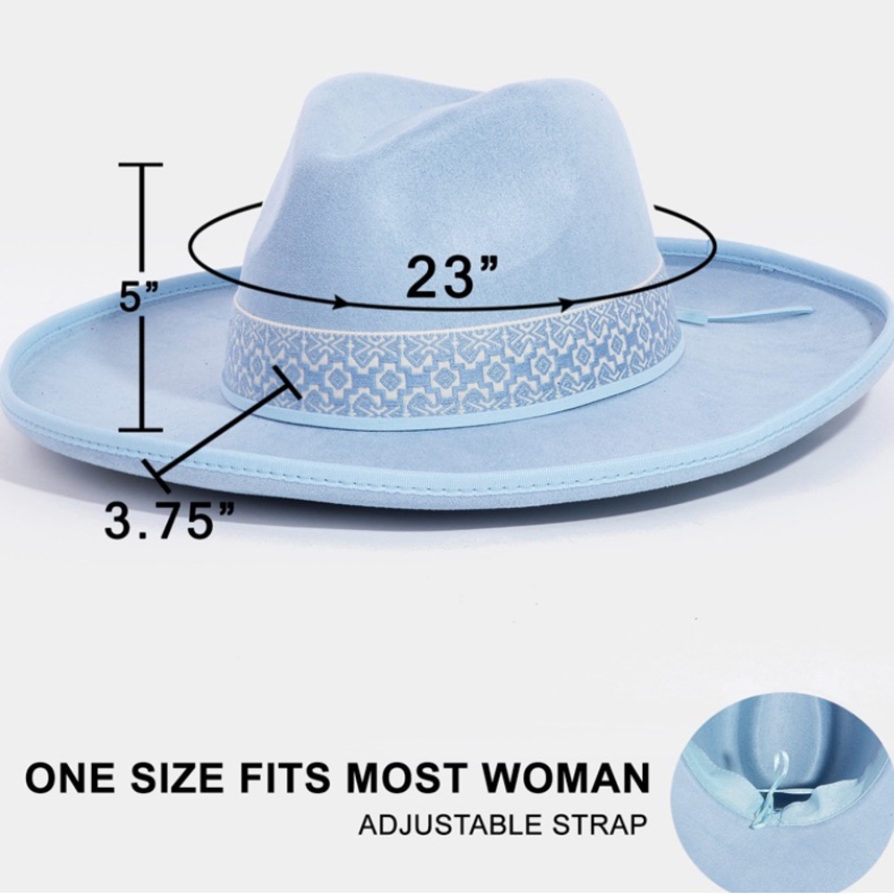 Beveled Western Fedora with Boho Band Available in Multiple Colors O/S - Picture 6 of 6